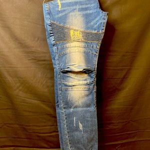 Great denim jeans biker style stone washed